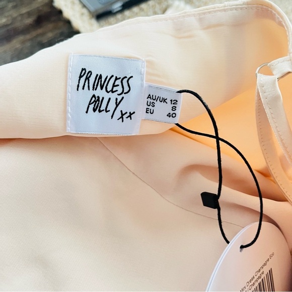 Princess Polly Satin Mini Dress NWT Size 8 Champagne Nude Corset Cowl Neck - Picture 5 of 5